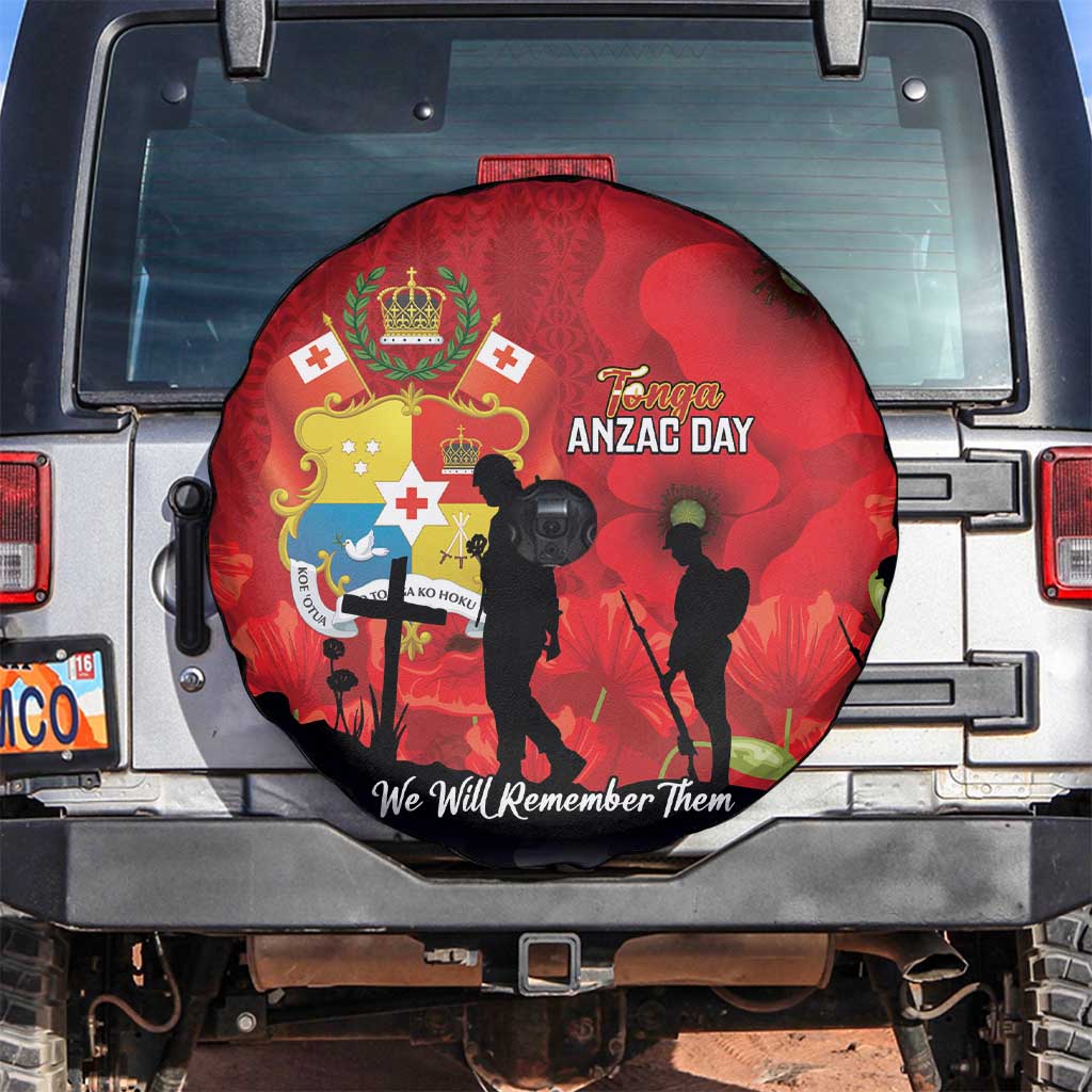 Tonga ANZAC Day Spare Tire Cover Ngatu Pattern We Will Remember Them