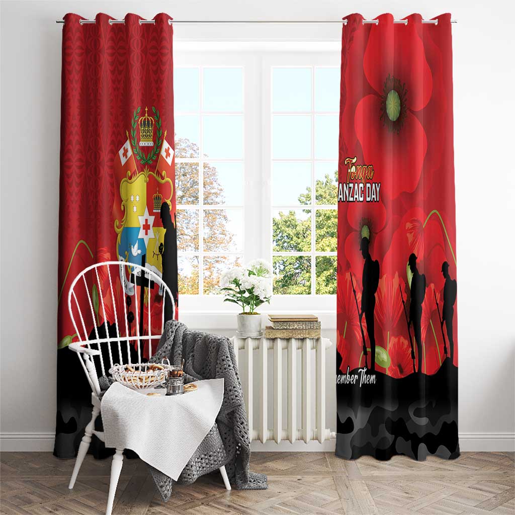 Tonga ANZAC Day Window Curtain Ngatu Pattern We Will Remember Them