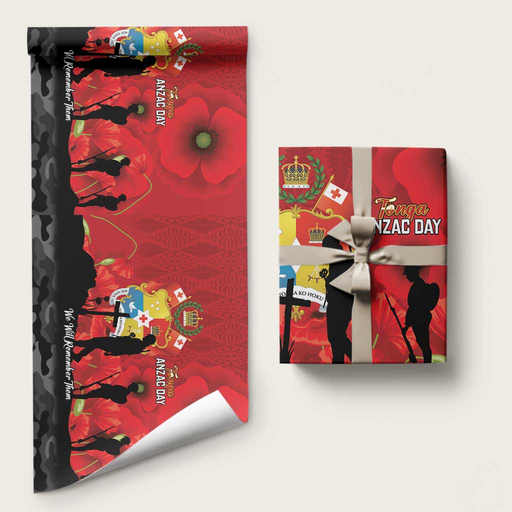 Tonga ANZAC Day Wrapping Paper Ngatu Pattern We Will Remember Them - Polynesian Pride