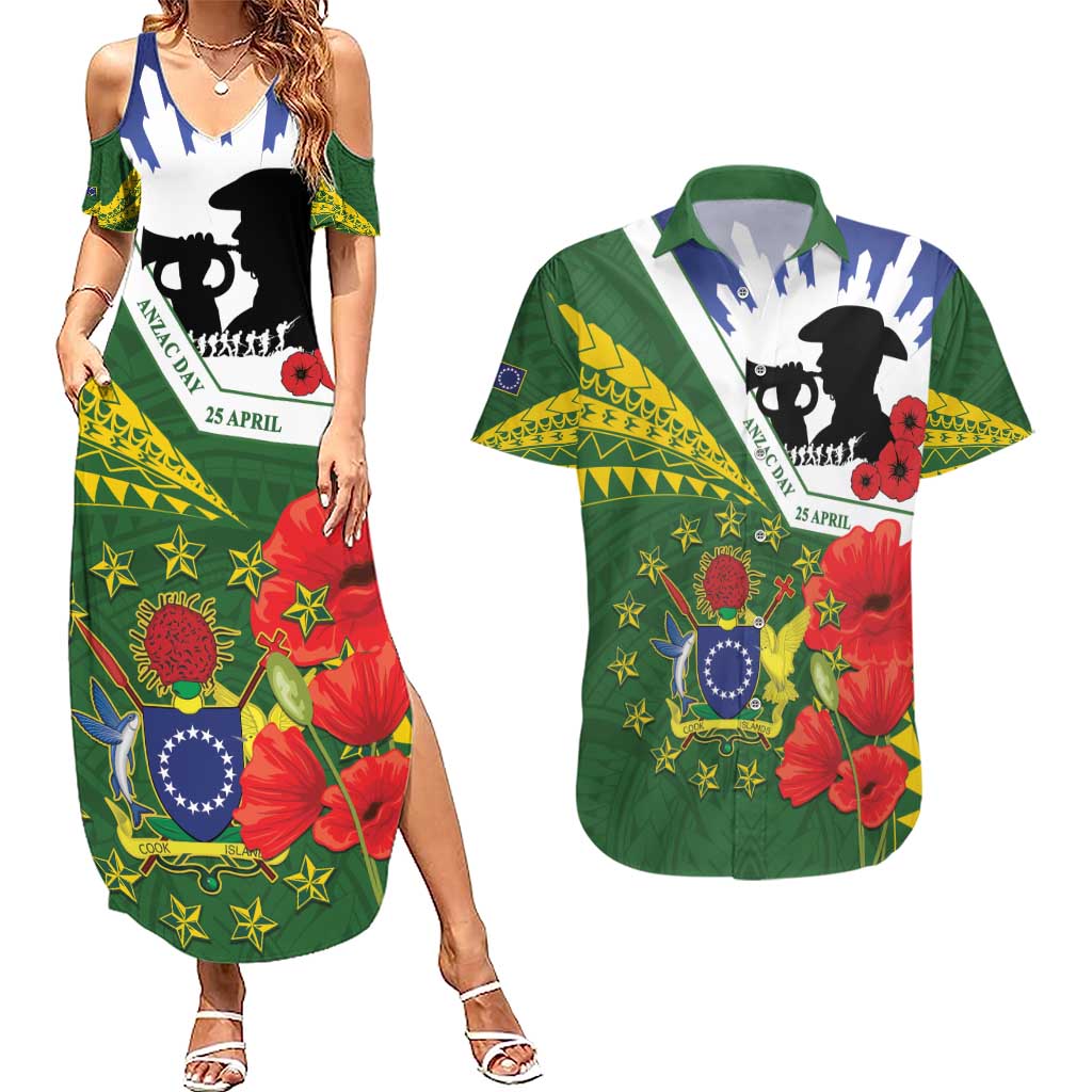 Cook Islands ANZAC Day Couples Matching Summer Maxi Dress and Hawaiian Shirt Last Post Lest We Forget