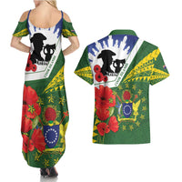 Cook Islands ANZAC Day Couples Matching Summer Maxi Dress and Hawaiian Shirt Last Post Lest We Forget