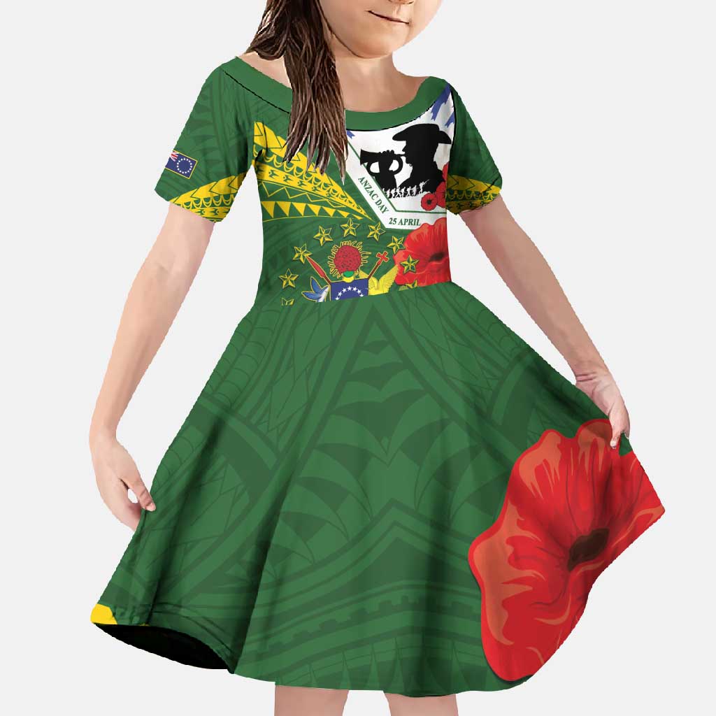 Cook Islands ANZAC Day Family Matching Long Sleeve Bodycon Dress and Hawaiian Shirt Last Post Lest We Forget