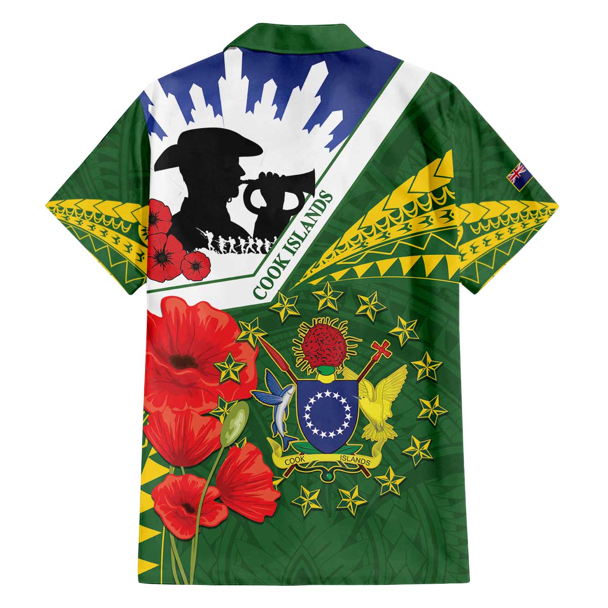 Cook Islands ANZAC Day Family Matching Off The Shoulder Long Sleeve Dress and Hawaiian Shirt Last Post Lest We Forget