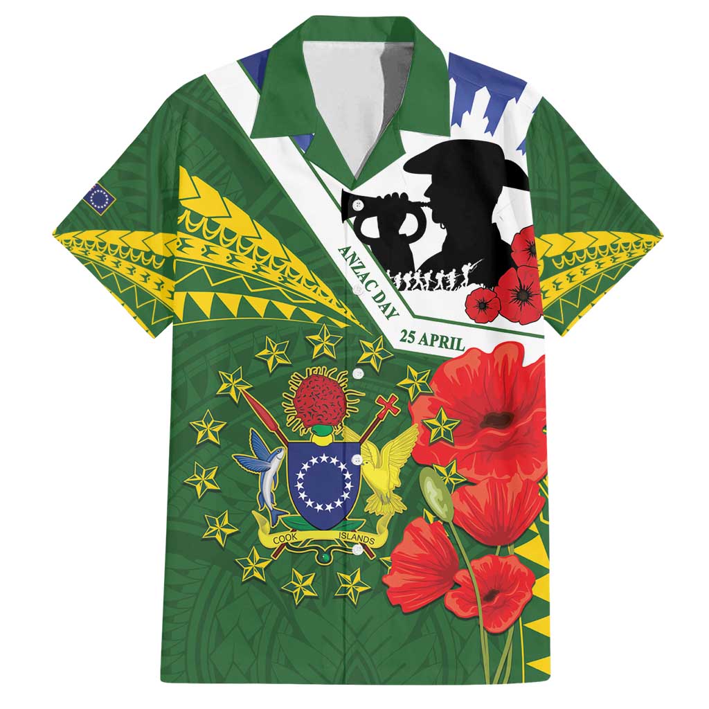 Cook Islands ANZAC Day Family Matching Off Shoulder Short Dress and Hawaiian Shirt Last Post Lest We Forget