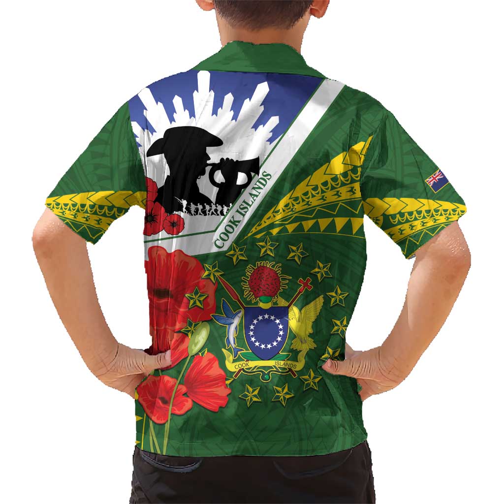 Cook Islands ANZAC Day Kid Hawaiian Shirt Last Post Lest We Forget