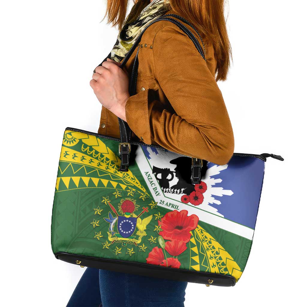 Cook Islands ANZAC Day Leather Tote Bag Last Post Lest We Forget