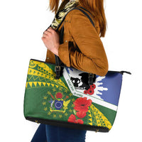 Cook Islands ANZAC Day Leather Tote Bag Last Post Lest We Forget