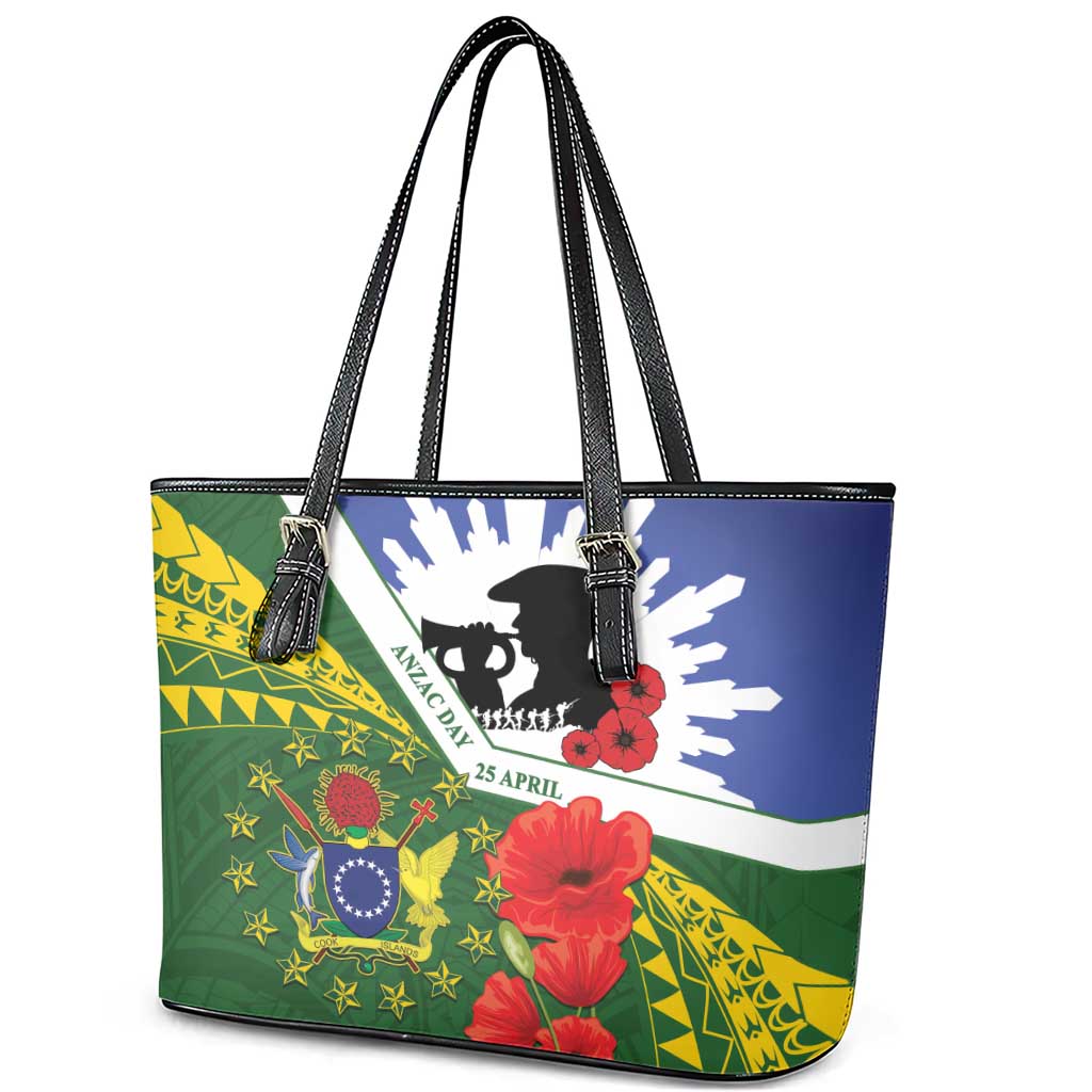 Cook Islands ANZAC Day Leather Tote Bag Last Post Lest We Forget