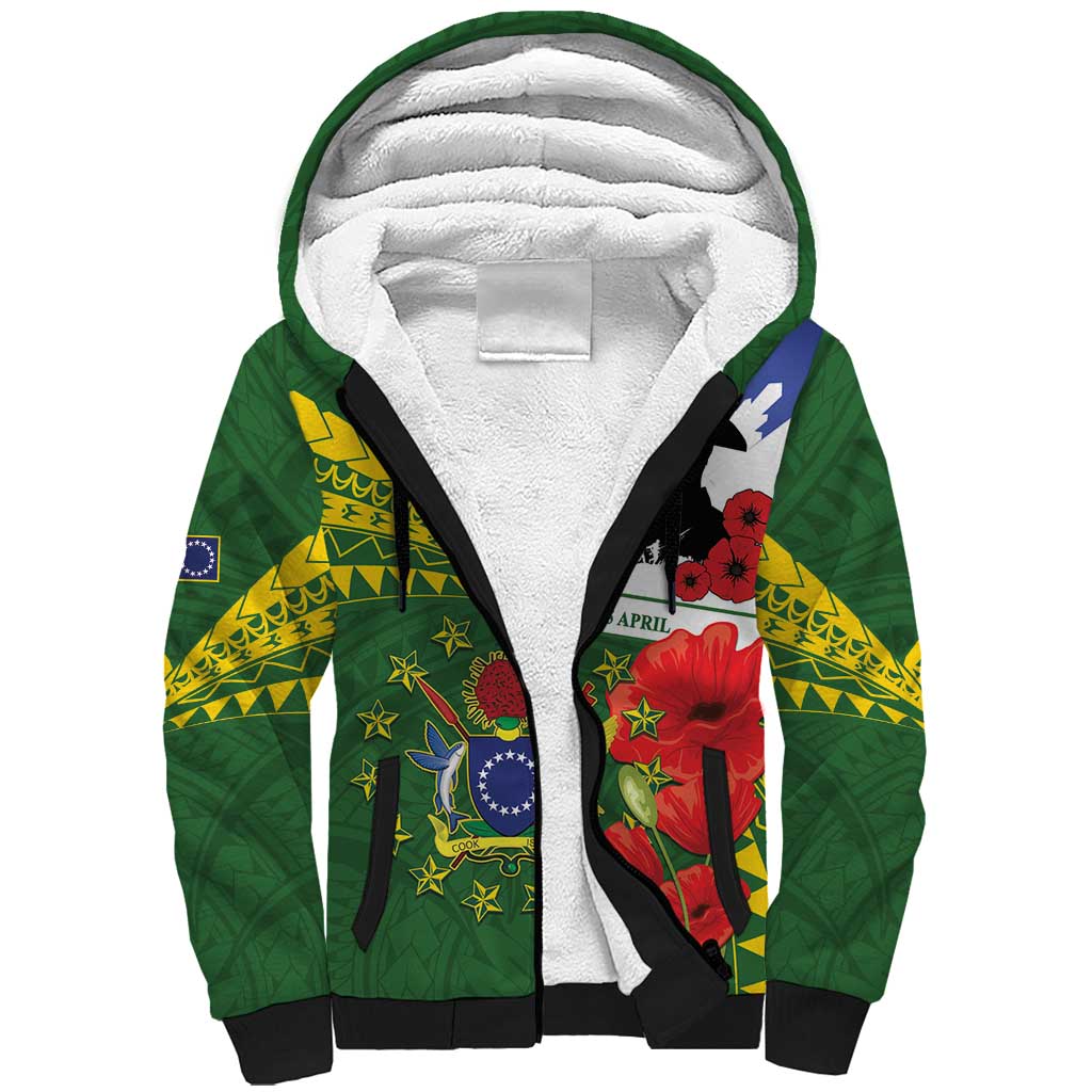 Cook Islands ANZAC Day Sherpa Hoodie Last Post Lest We Forget
