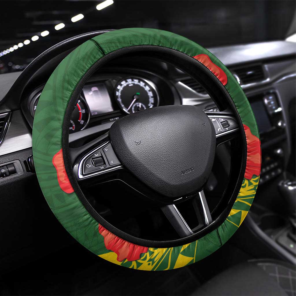 Cook Islands ANZAC Day Steering Wheel Cover Last Post Lest We Forget