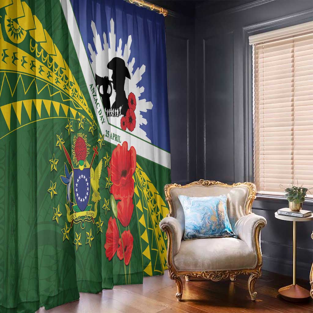 Cook Islands ANZAC Day Window Curtain Last Post Lest We Forget