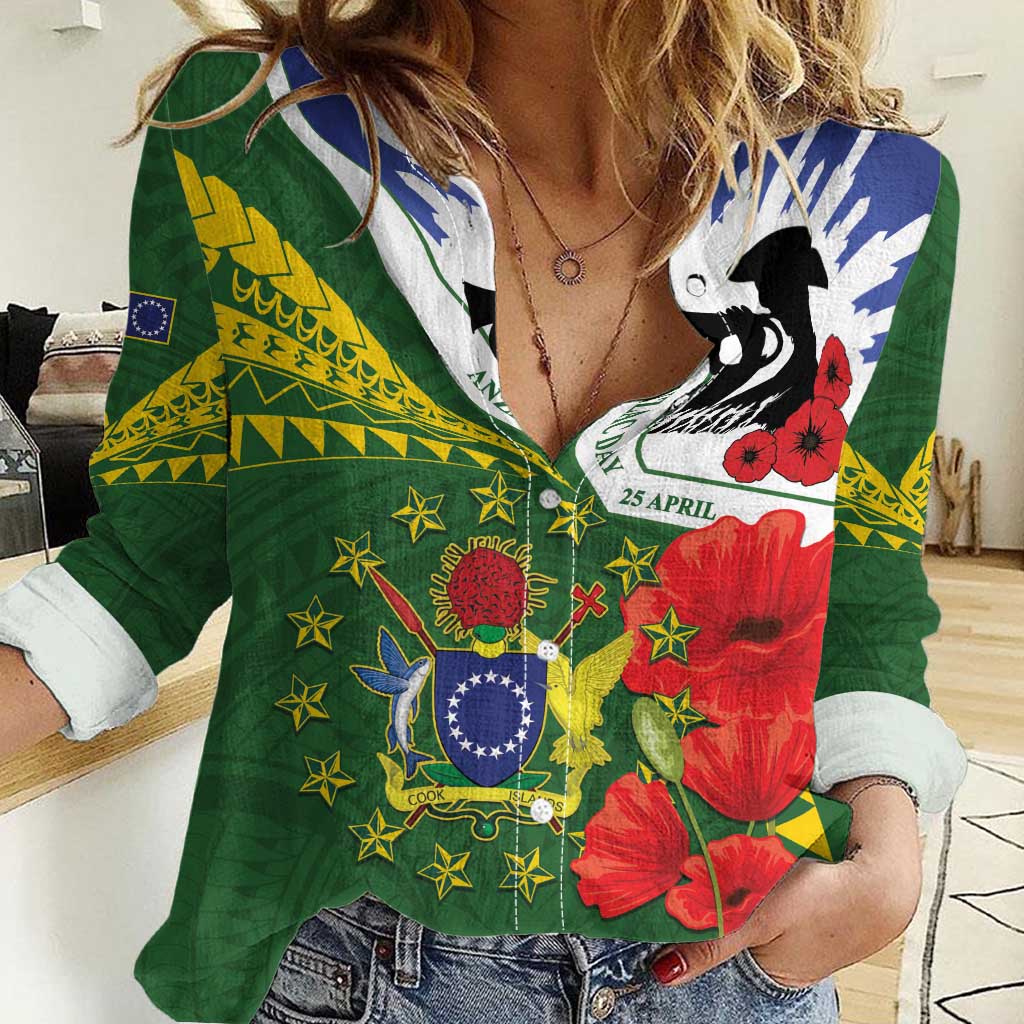 Cook Islands ANZAC Day Women Casual Shirt Last Post Lest We Forget