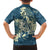 Cyan Polynesia Hammerhead Shark Tattoo With Plumeria Lei Family Matching Off Shoulder Maxi Dress and Hawaiian Shirt