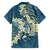 Cyan Polynesia Hammerhead Shark Tattoo With Plumeria Lei Family Matching Off Shoulder Maxi Dress and Hawaiian Shirt