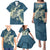 Cyan Polynesia Hammerhead Shark Tattoo With Plumeria Lei Family Matching Puletasi and Hawaiian Shirt