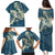 Cyan Polynesia Hammerhead Shark Tattoo With Plumeria Lei Family Matching Puletasi and Hawaiian Shirt
