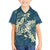 Cyan Polynesia Hammerhead Shark Tattoo With Plumeria Lei Kid Hawaiian Shirt