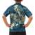 Cyan Polynesia Hammerhead Shark Tattoo With Plumeria Lei Kid Hawaiian Shirt