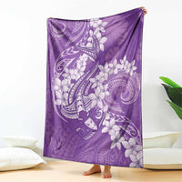 Purple Polynesia Hammerhead Shark Tattoo With Plumeria Lei Blanket