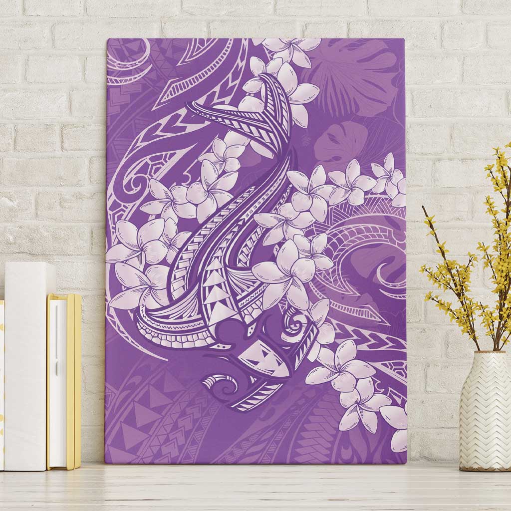 Purple Polynesia Hammerhead Shark Tattoo With Plumeria Lei Canvas Wall Art