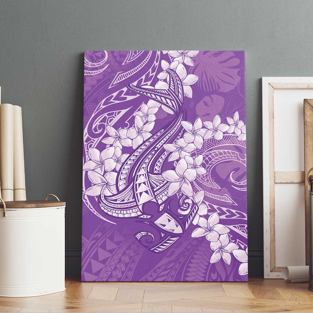 Purple Polynesia Hammerhead Shark Tattoo With Plumeria Lei Canvas Wall Art