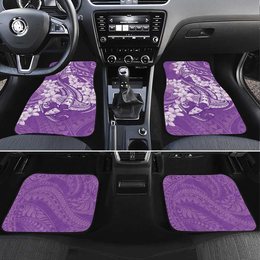 Purple Polynesia Hammerhead Shark Tattoo With Plumeria Lei Car Mats