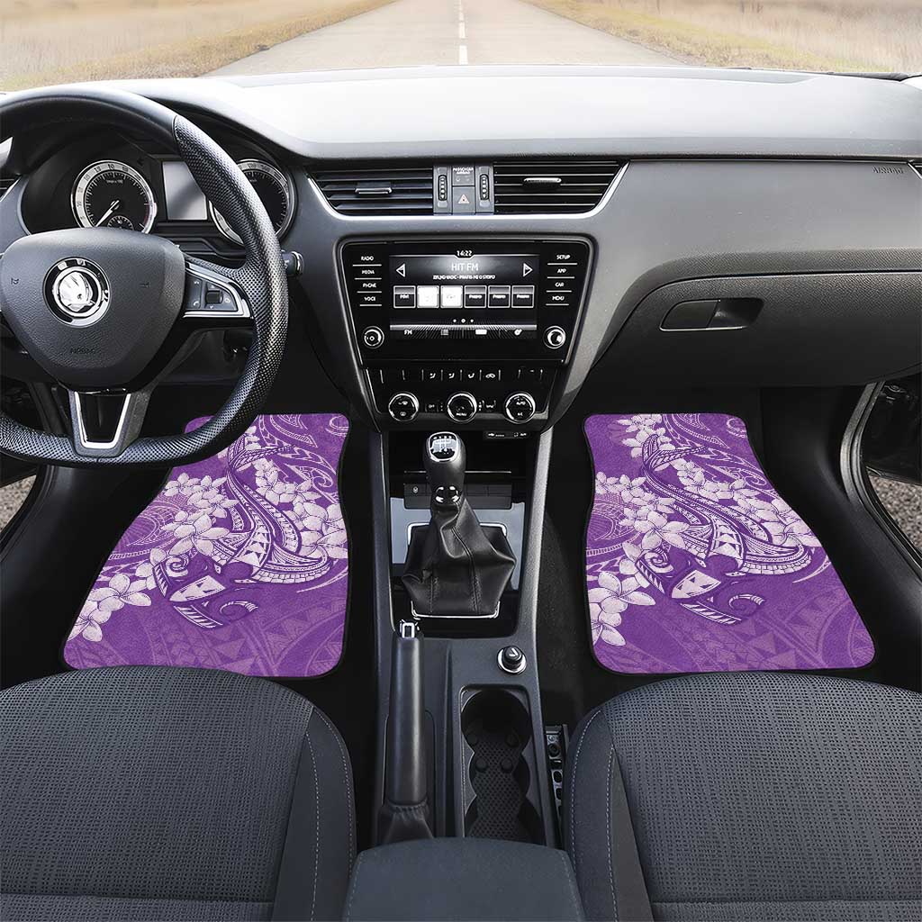 Purple Polynesia Hammerhead Shark Tattoo With Plumeria Lei Car Mats