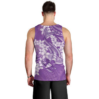 Purple Polynesia Hammerhead Shark Tattoo With Plumeria Lei Men Tank Top