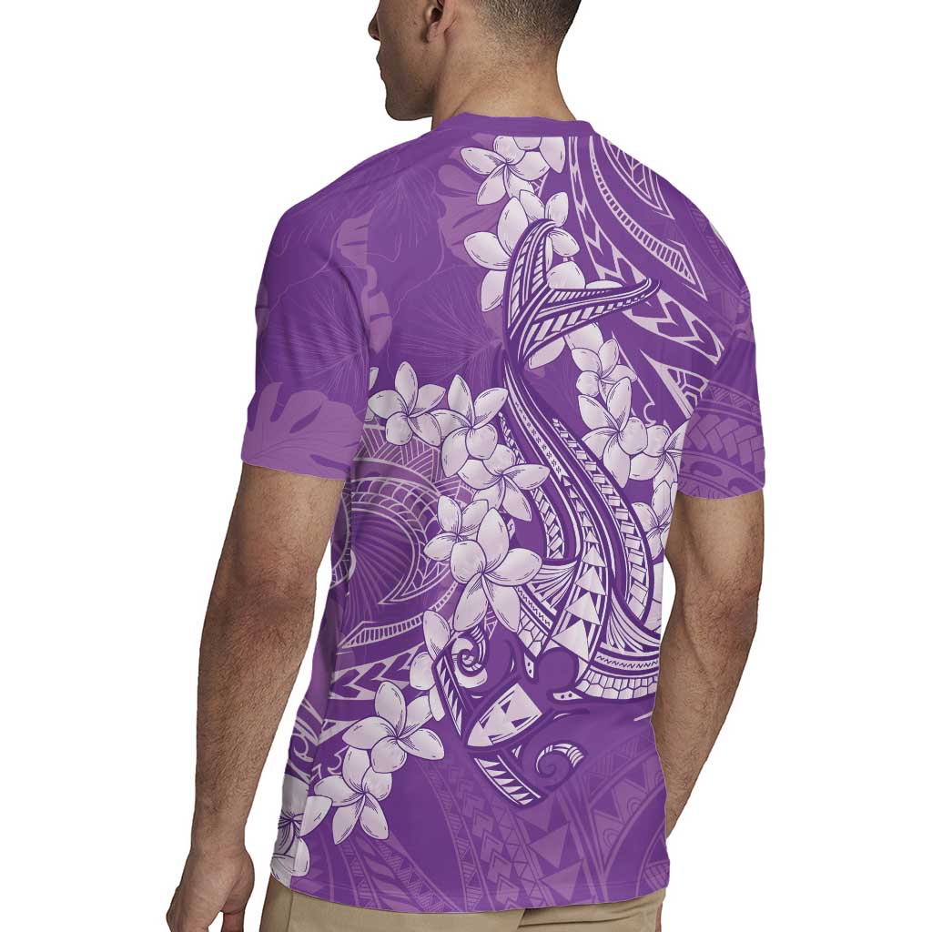 Purple Polynesia Hammerhead Shark Tattoo With Plumeria Lei Rugby Jersey