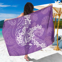 Purple Polynesia Hammerhead Shark Tattoo With Plumeria Lei Sarong