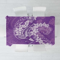 Purple Polynesia Hammerhead Shark Tattoo With Plumeria Lei Tablecloth