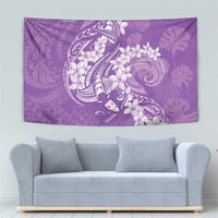Purple Polynesia Hammerhead Shark Tattoo With Plumeria Lei Tapestry