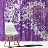 Purple Polynesia Hammerhead Shark Tattoo With Plumeria Lei Window Curtain