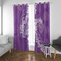 Purple Polynesia Hammerhead Shark Tattoo With Plumeria Lei Window Curtain
