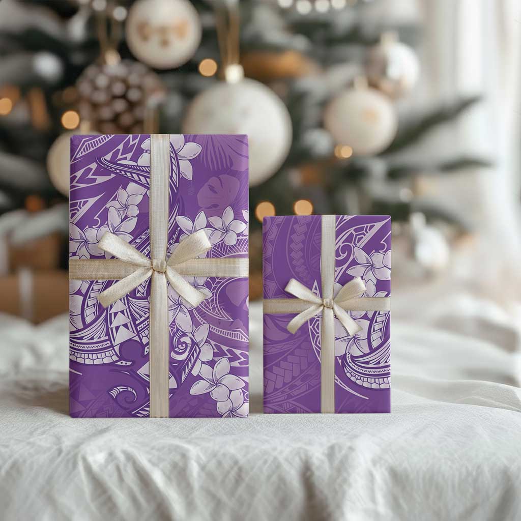 Purple Polynesia Hammerhead Shark Tattoo With Plumeria Lei Wrapping Paper - Polynesian Pride