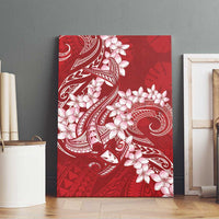 Red Polynesia Hammerhead Shark Tattoo With Plumeria Lei Canvas Wall Art
