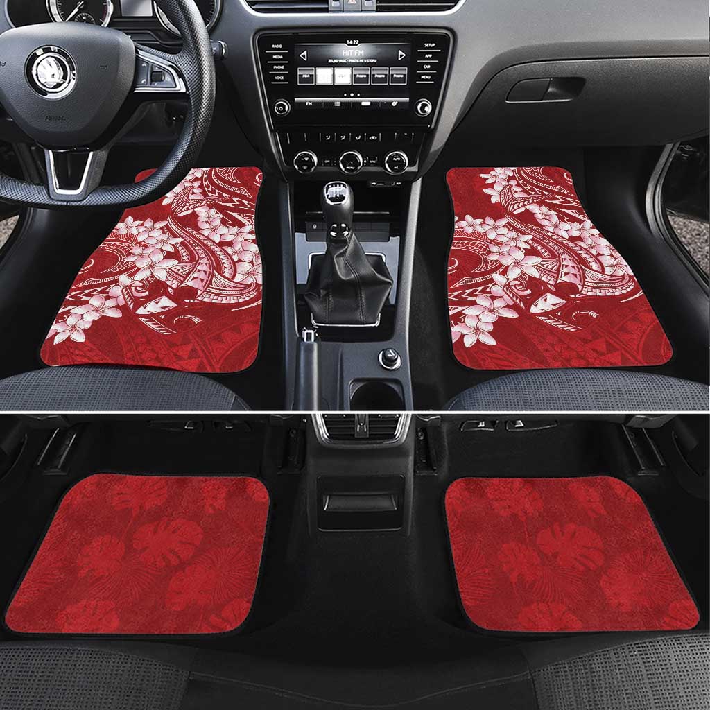 Red Polynesia Hammerhead Shark Tattoo With Plumeria Lei Car Mats