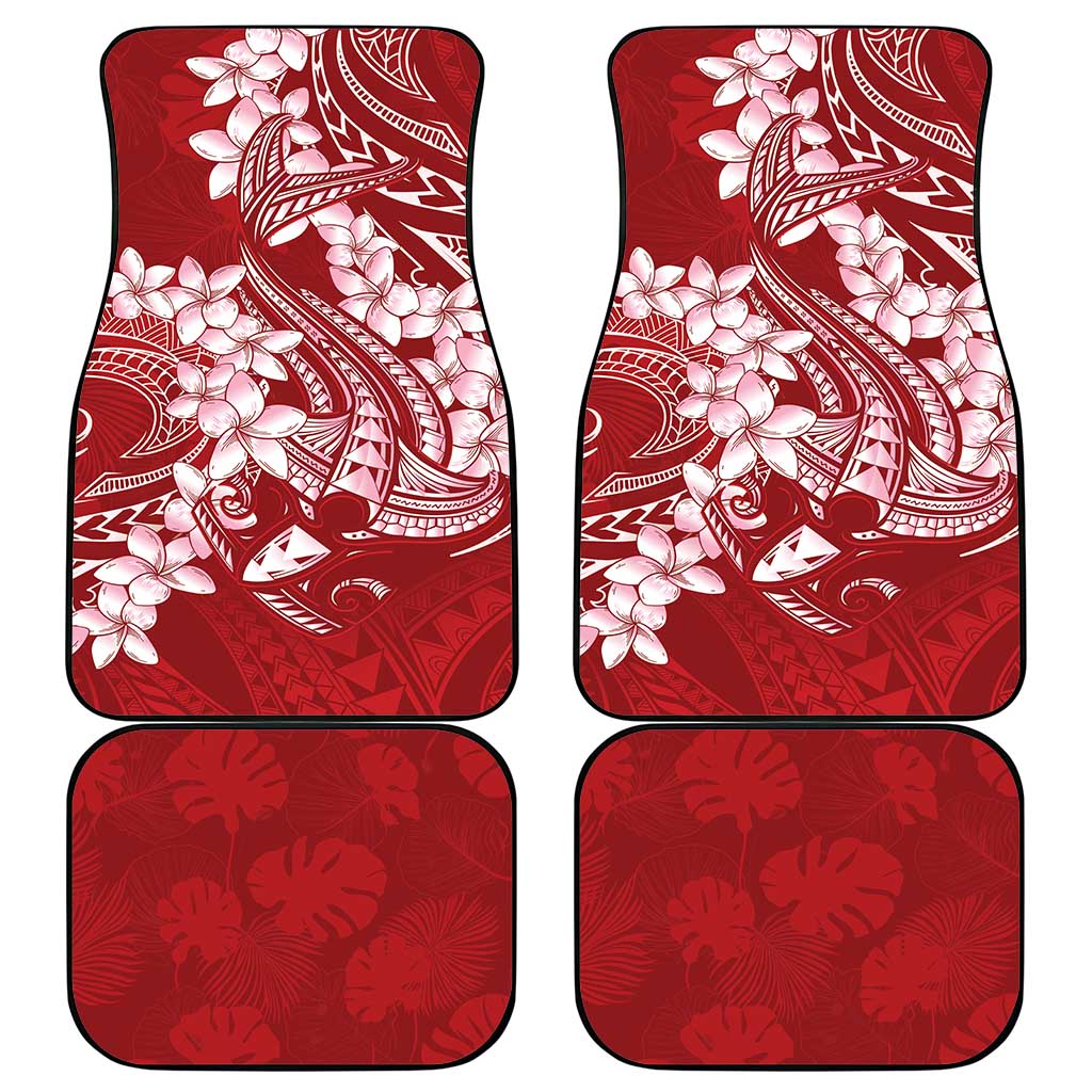 Red Polynesia Hammerhead Shark Tattoo With Plumeria Lei Car Mats
