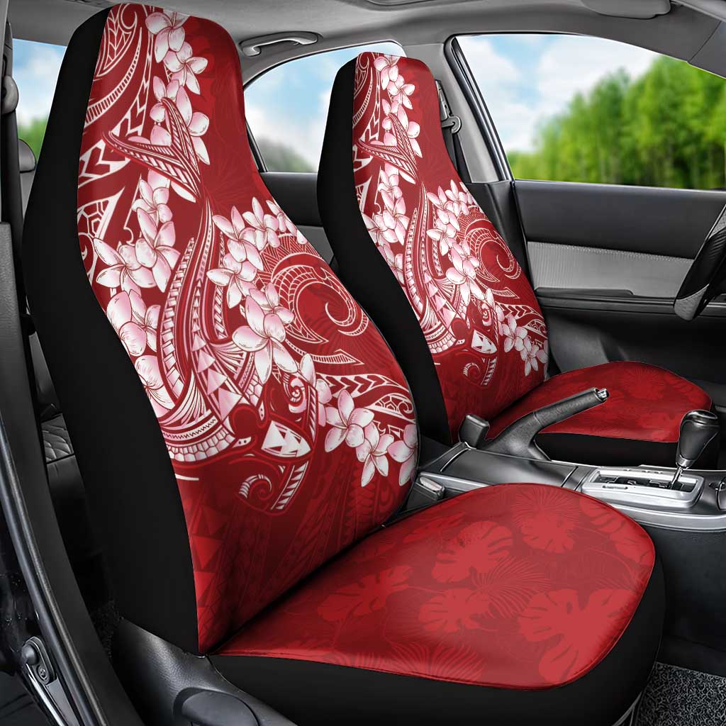 Red Polynesia Hammerhead Shark Tattoo With Plumeria Lei Car Seat Cover