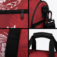 Red Polynesia Hammerhead Shark Tattoo With Plumeria Lei Duffle Bag LT14 - Polynesian Pride
