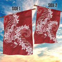 Red Polynesia Hammerhead Shark Tattoo With Plumeria Lei Garden Flag