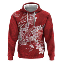 Red Polynesia Hammerhead Shark Tattoo With Plumeria Lei Hoodie LT14 Pullover Hoodie Red - Polynesian Pride