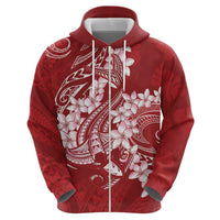 Red Polynesia Hammerhead Shark Tattoo With Plumeria Lei Hoodie LT14 - Polynesian Pride