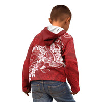 Red Polynesia Hammerhead Shark Tattoo With Plumeria Lei Kid Hoodie LT14 - Polynesian Pride