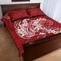 Red Polynesia Hammerhead Shark Tattoo With Plumeria Lei Quilt Bed Set