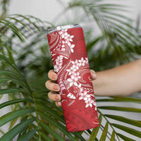 Red Polynesia Hammerhead Shark Tattoo With Plumeria Lei Skinny Tumbler