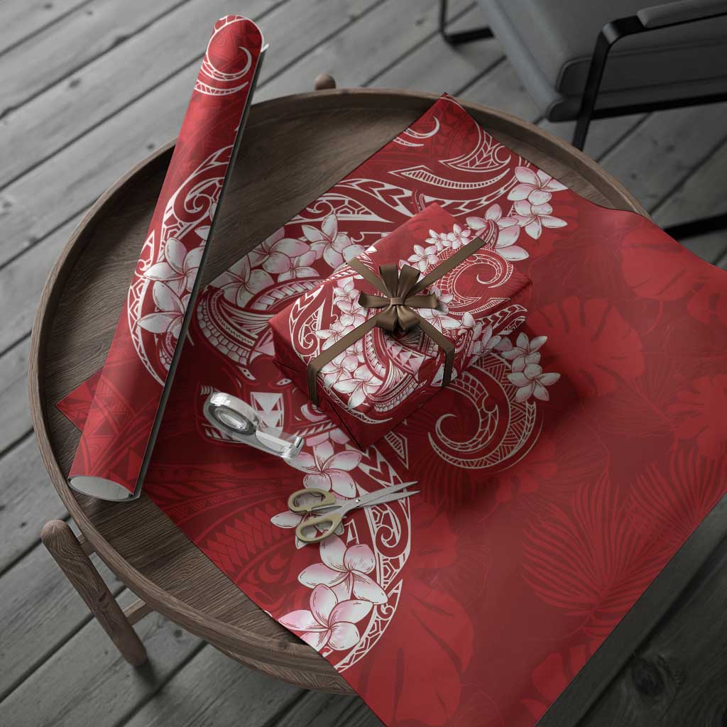 Red Polynesia Hammerhead Shark Tattoo With Plumeria Lei Wrapping Paper - Polynesian Pride