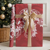 Red Polynesia Hammerhead Shark Tattoo With Plumeria Lei Wrapping Paper - Polynesian Pride