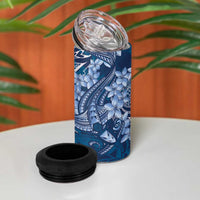 Navy Blue Polynesia Hammerhead Shark Tattoo With Plumeria Lei 4 in 1 Can Cooler Tumbler
