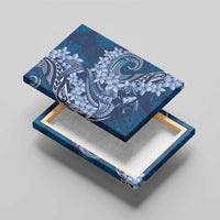 Navy Blue Polynesia Hammerhead Shark Tattoo With Plumeria Lei Canvas Wall Art